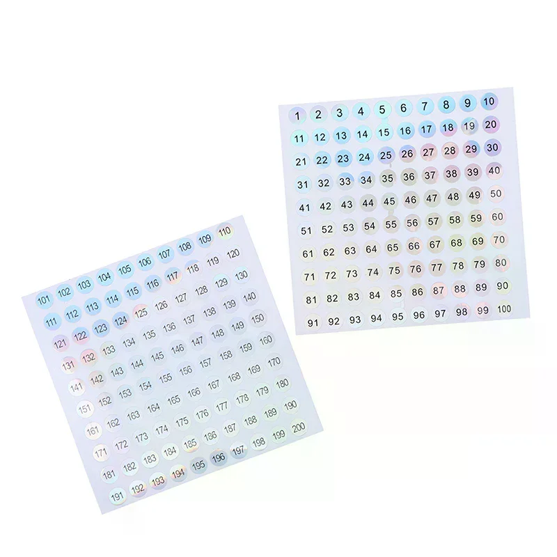 Waterdicht nummer 1-200 Laserlabels Stickers Nagellak Lippenstift Nummerlabels