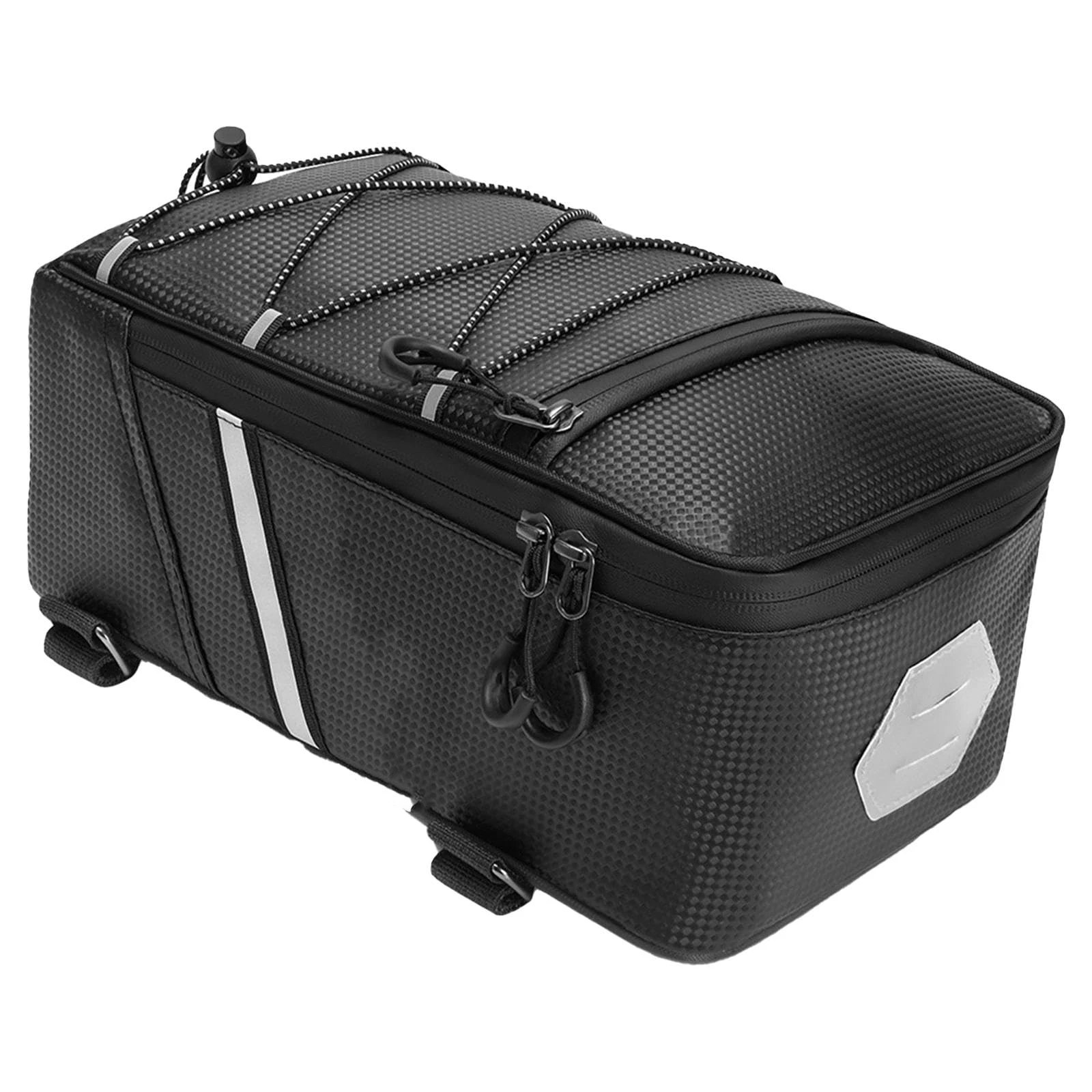 

Rear Rack Bike Bag for Trunk Pannier Saddle Mount with Reflective Design 30x17.5x15.5cm 8L PU Leather Waterproof Cycling Storage