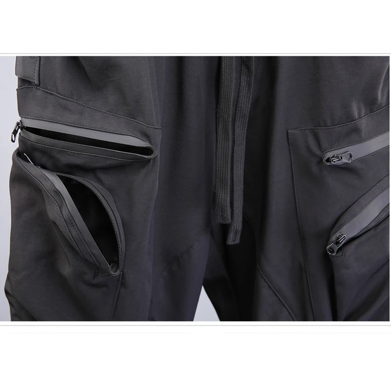 Men's 2026 Autumn Tactical Functional Joggers Pant Multi Pocket Cargo Trousers Elastic Waist Jogger Pants Streetwear Black