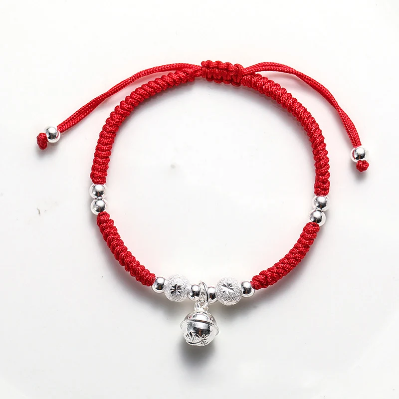 La Monada جرس الخيط الأحمر لليد 925 فضة سوار زوجين سلسلة حبل الأحمر الموضوع أساور للنساء الفضة 925 #5