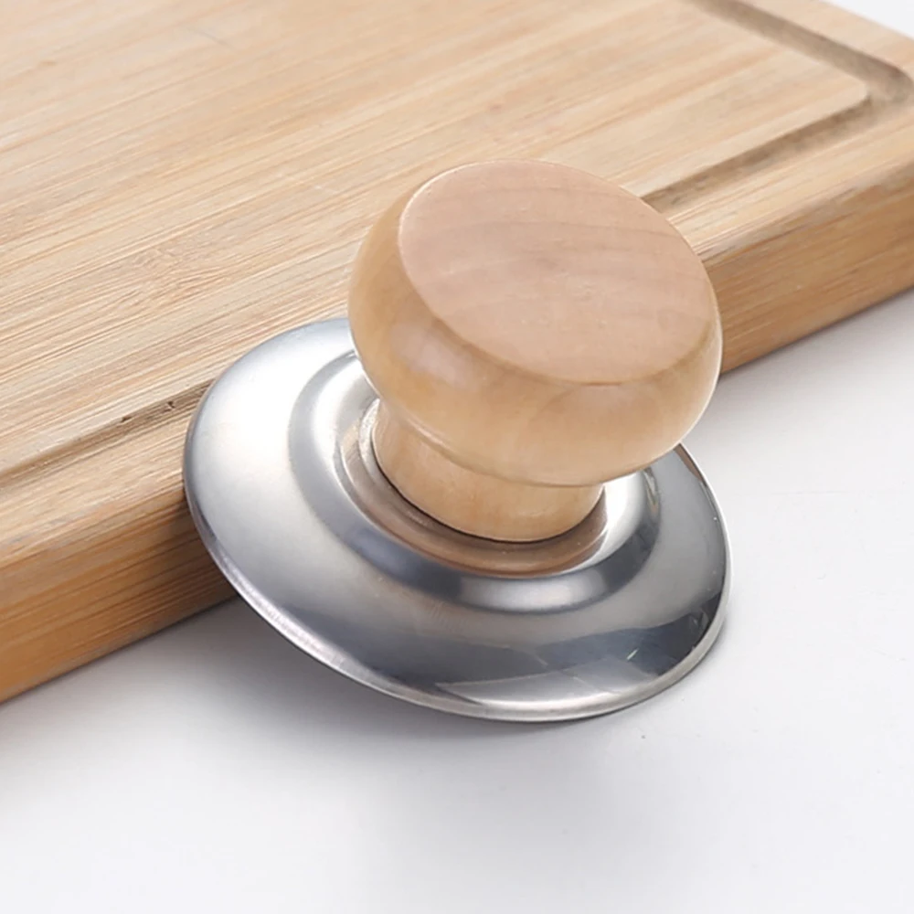 Stainless Steel Pot Cap Handle Solid Wood Single Hole Pot Button Top Bead Cooker Fittings Home Kitchen