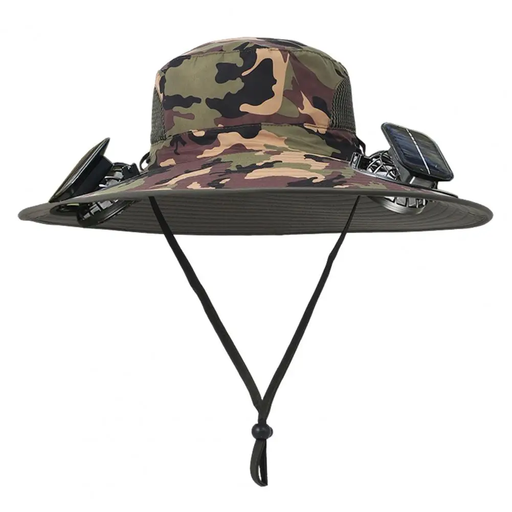 

Usb Rechargeable Fan Hat Camouflage Solar Fan Hat Wide Brim Uv Dual Fan Ideal for Fishing Hiking Outdoor for Men