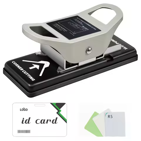 2-in-1 ID card slot punch (3 x 13mm) and R5 card corner trimmer, dual-purpose handheld slot-type flat hole punch.