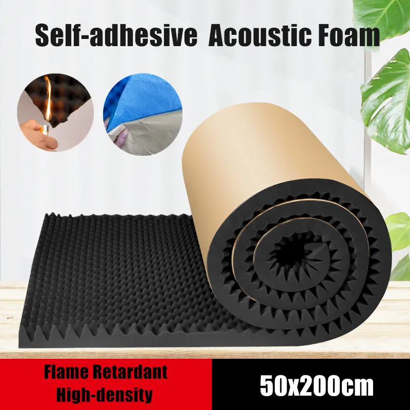 1Pc 50x200cm Acoustic Foam Self-adhesive Egg Sound Insulation Panel High Density Studio KTV Office Wall Panel 2/3.5cm Thickness