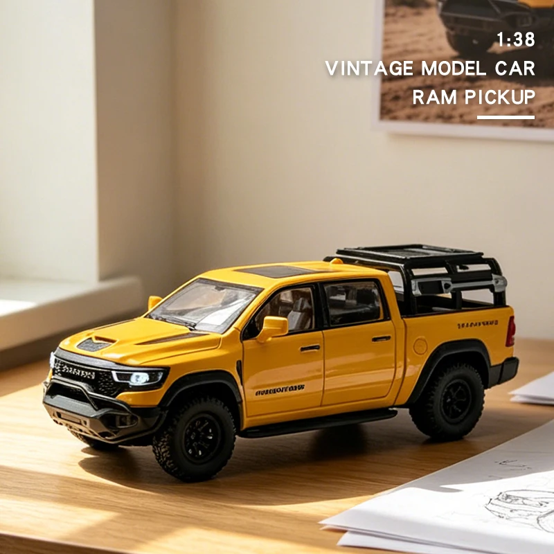 Modellino Auto in Lega 1:38 Dodge RAM 1000 TRX Mammoth Picku con Suono e Luci, Giocattolo per Bambini, Regalo di Compleanno
