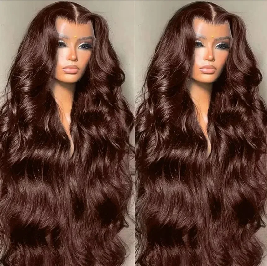 Body Wave 13x6 Lace Frontal Wig 30 Inch Reddish Brown 13x4 Lace Front Human Hair Brazilian 200 Density For Black Women