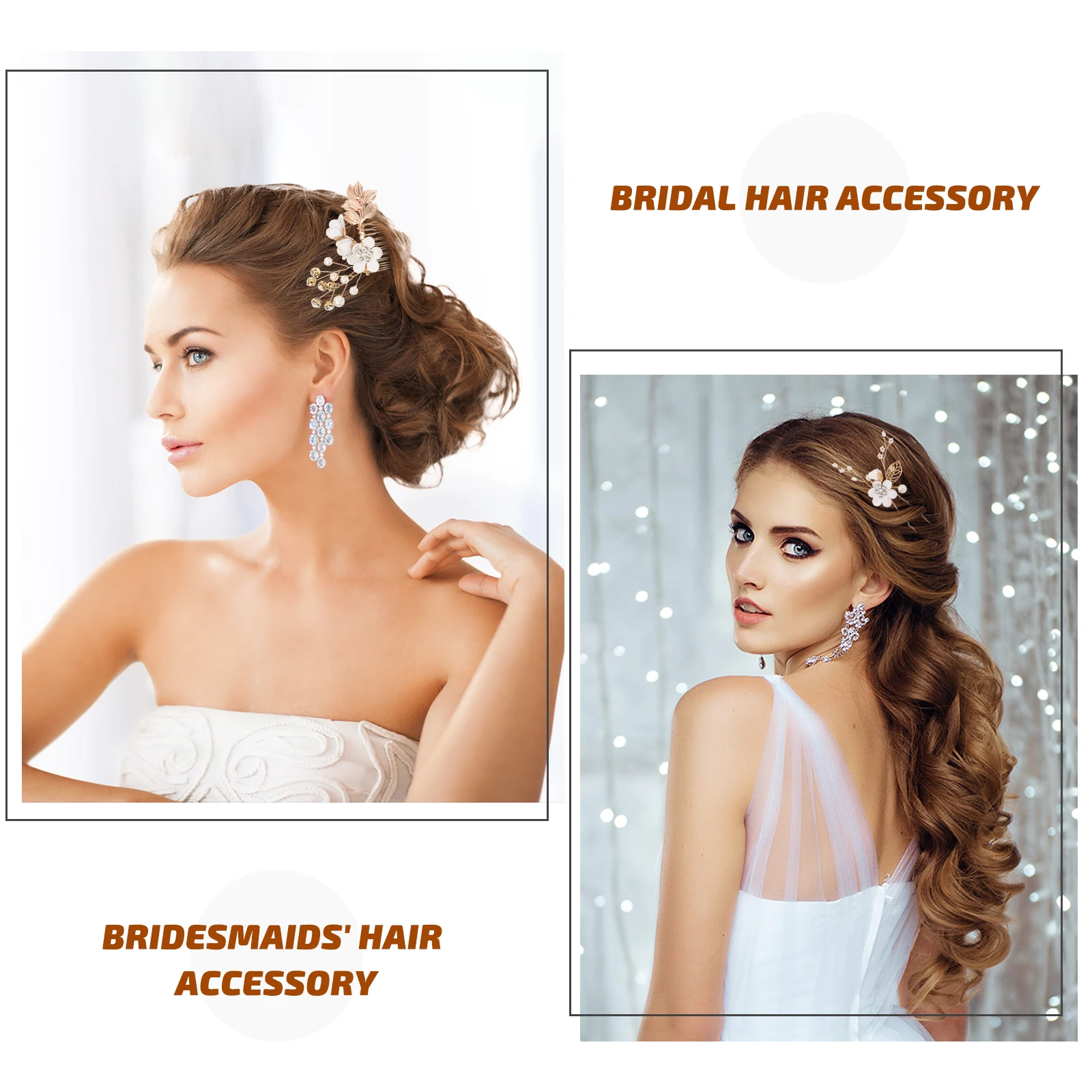 

4Pcs Bridal Hair Comb Set Pearl Rhinestone White Accessories Wedding Veil Bridesmaid Party Hairstyle Tools