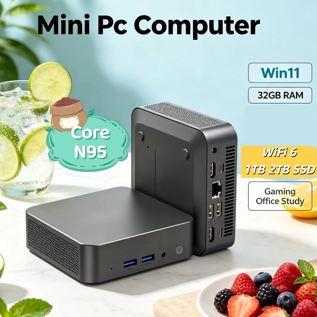

Smart Multifunctional Mini Office Study PC 4K HD Core N95 Windows 11 Pro 32GB RAM 1TB 2TB SSD WIFI6 BT5.2 3 Years Warranty