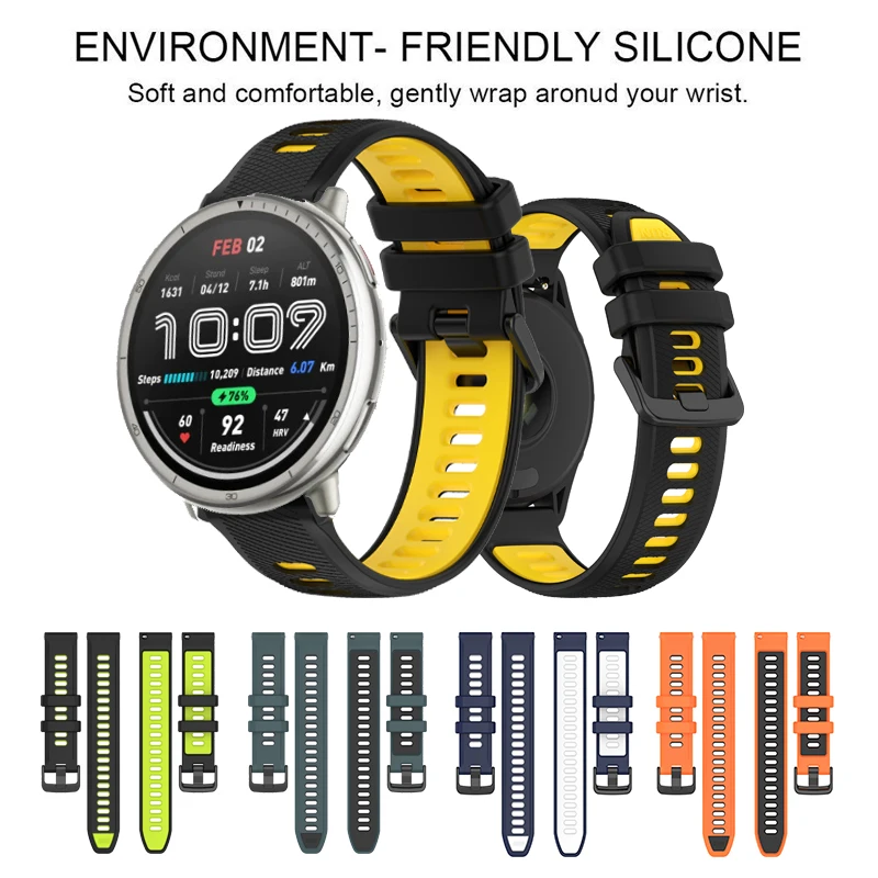 Watchband Black Buckle Durable Silicone Strap For For Huami Amazfit Active 2