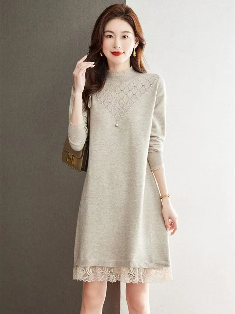 Crochet Dresses for Women Formal Comfortable Harajuku Deals Y2k Autumn Winter Retro Casual Cool New in White Woman Knitted Dress
