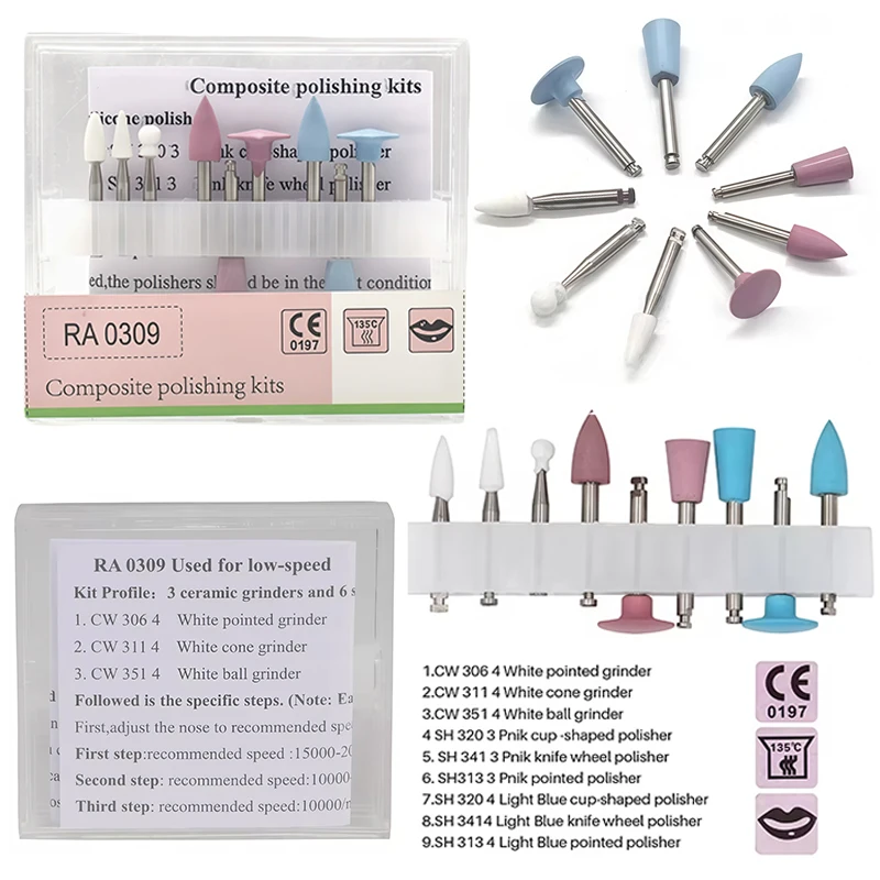 RA0309 Dental Composite Polishing Kits Dental Resin Sanding Polishing Set for Low Speed Handpiece Contra Angle Dentistry Tool