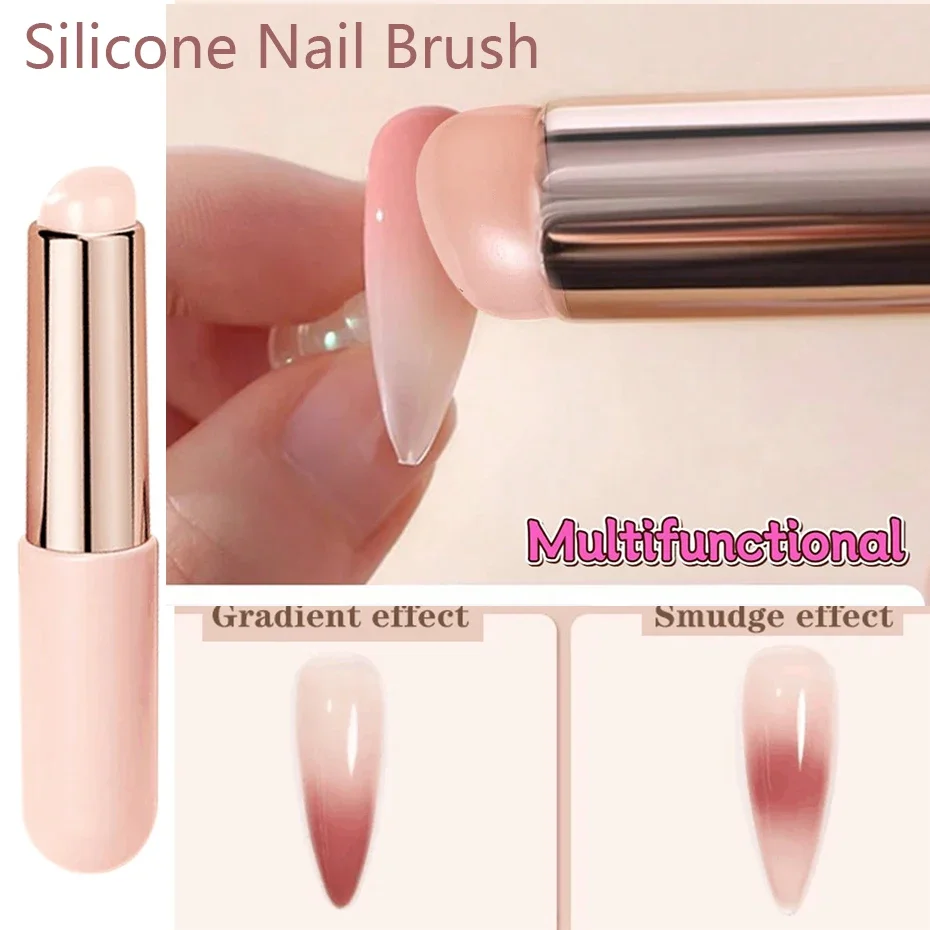 Powder Pigment Applying Manicure Tool Gradient Effect Nail Art Silicone Brush Reusable Mirror  Nail Arts Silicone Applicator