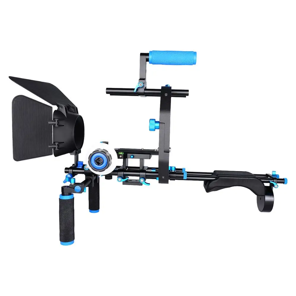 Pro dslr vídeo rig filme kit ombro montar rig siga foco fosco caixa c forma suporte gaiola alça superior para câmera dslr filmadora