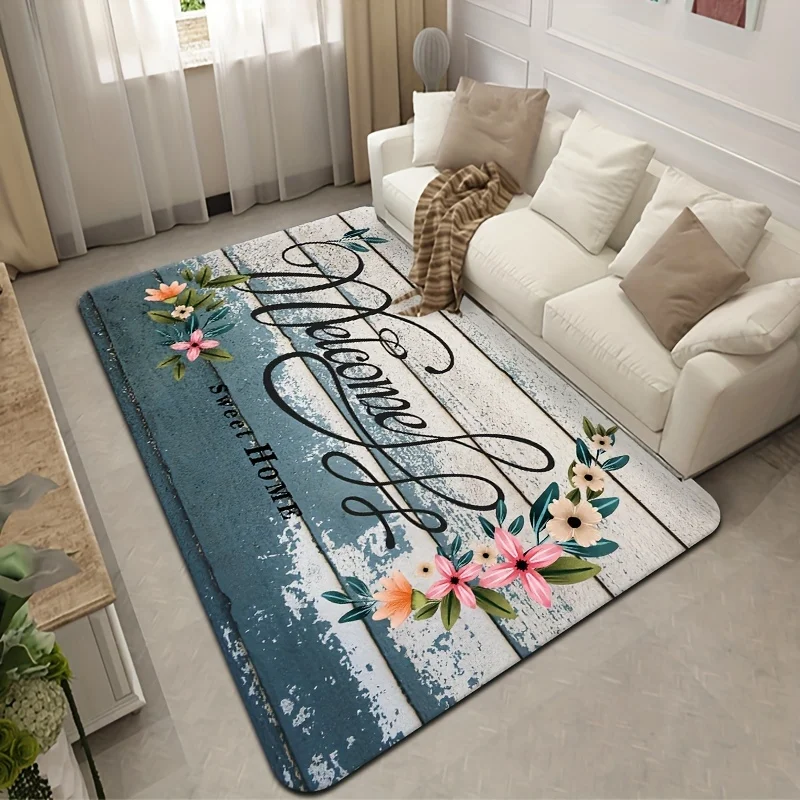 1pc Valentine's Day Festive , Chic Cartoon Flower Pattern Carpet, Hand Washable Floor Mat, Suitable For Kitchen Suppl