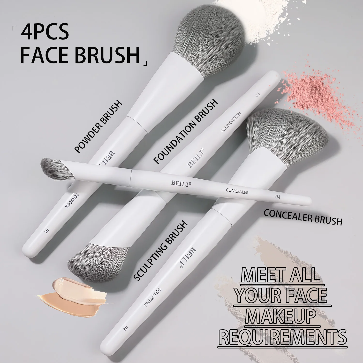 메이크업 브러쉬 세트 파우더 파운데이션 컨실러, 눈썹 아이섀도우 컨투어 아이라이너 블렌더 아이 브러쉬용 비건 메이크업 브러쉬 12개