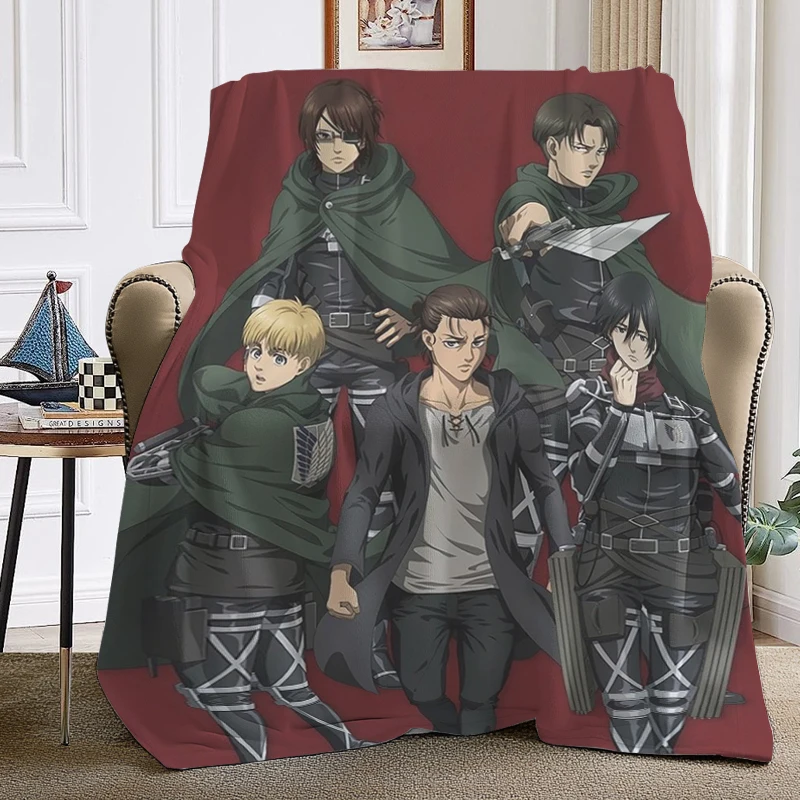 

Anime Blanket Sofa Winter Warm King Size T-Attack on Titan Microfiber Bedding Fleece Camping Custom Nap Fluffy Soft Blankets