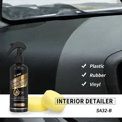 Restaurador de couro plástico para carro, interior Detailer, borracha preta, vinil Auto Coating, detalhando Renovador, brilhante