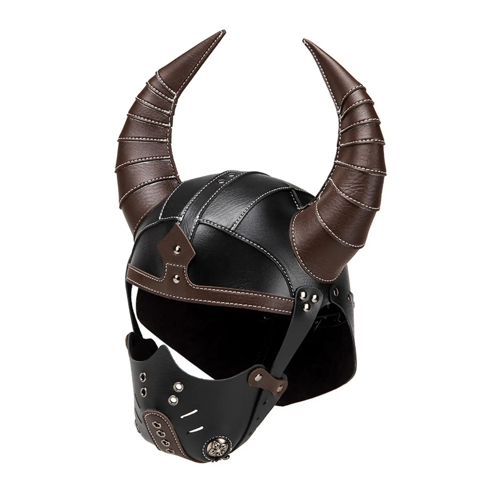 Costume Hat PU Leather Helmet Horned Headdress for Adults Masquerade Medieval Cosplay Suitable for Festivals Themed