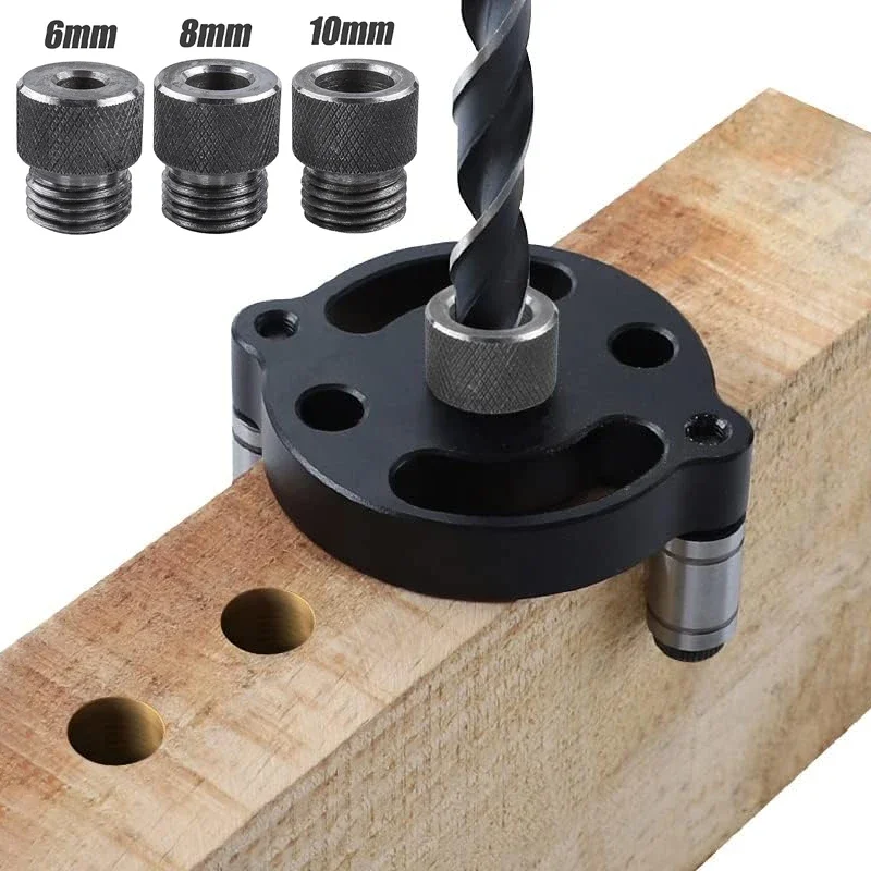 

6mm/8mm/10mm Upgraded Self-Centering Dowelling Jig Vertical Pocket Hole Jig Hole Puncher Locator Drill Guide Tools for Carpentry