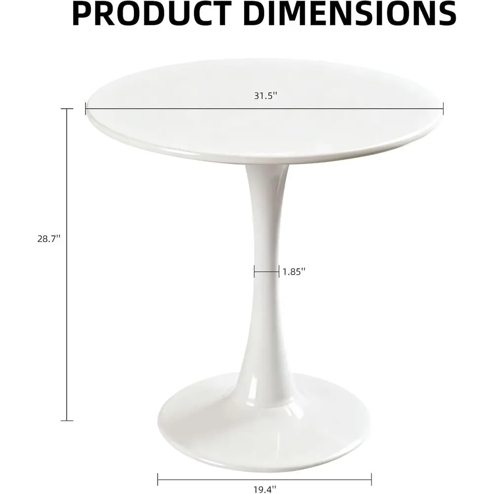 Round Dining Tale, 31.5Circle Tulip Tale with Thickened Taletop & Metal Pedestal, Century ern istro Tale or Kitchen, Small Place