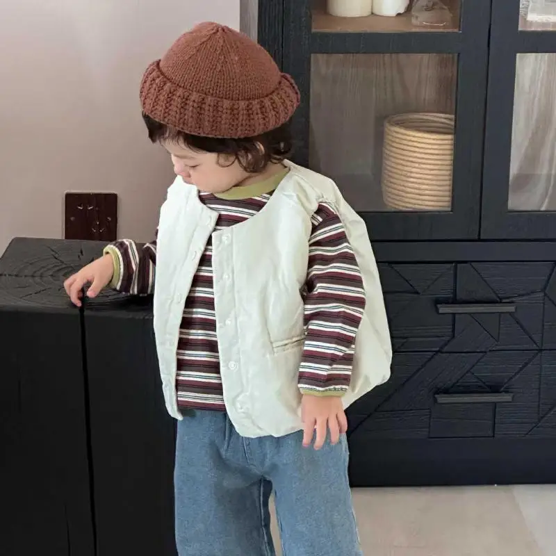 

2025 Autumn New Children Casual Vest Baby Sleeveless Coat Solid Boys Girls Loose Jacket Toddler Cardigan Kids Clothes
