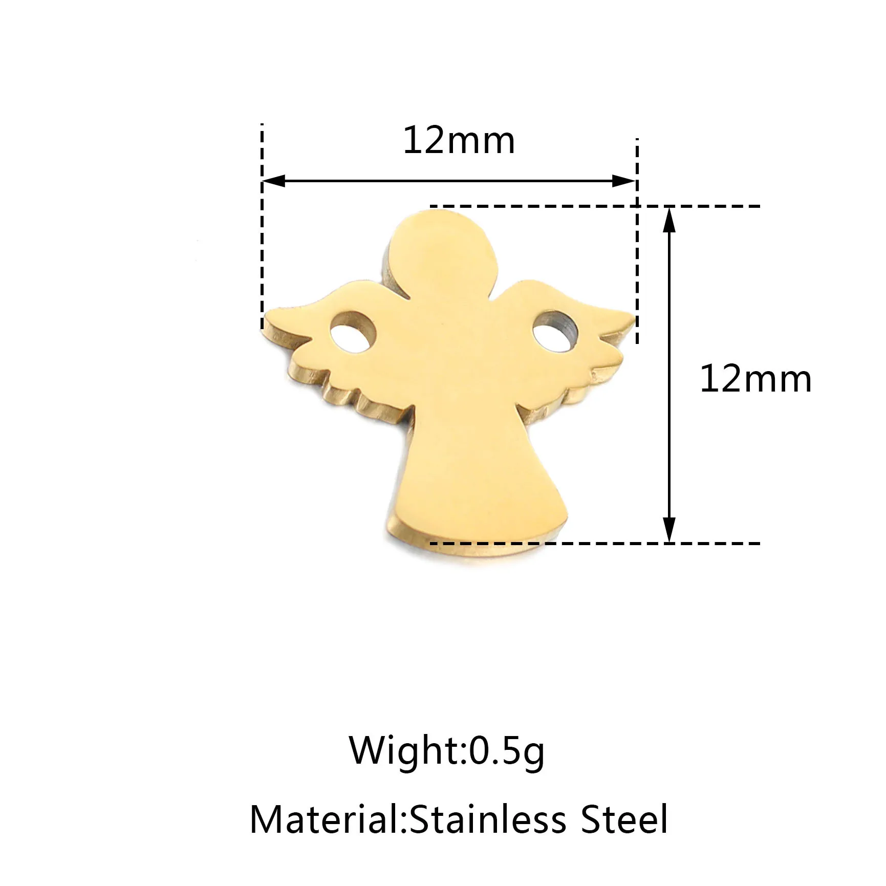 DOOYIO 5pcs/Lot Stainless Steel Angel Double Orifice Charm Pendant For DIY Jewelry Making Necklace Bracelet Accessories Gifts