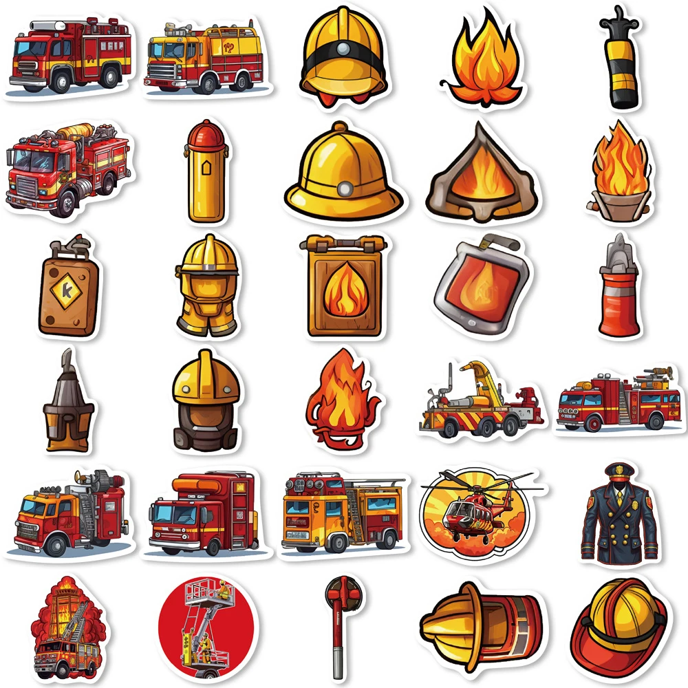 10/30/61pcs Fire Hero Firefighter Stickers Fireman Decal Laptop Suitcase Skateboard Car Phone Motorcycle Cool Waterproof Sticker