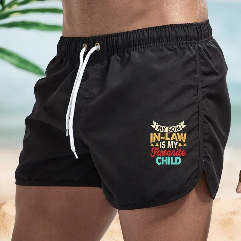 

New Men's Quick-Dry Beach Shorts, Summer Beach Casual Swim Trunks, Elastic Waist Drawstring Surfing Shorts, Breathable Shorts