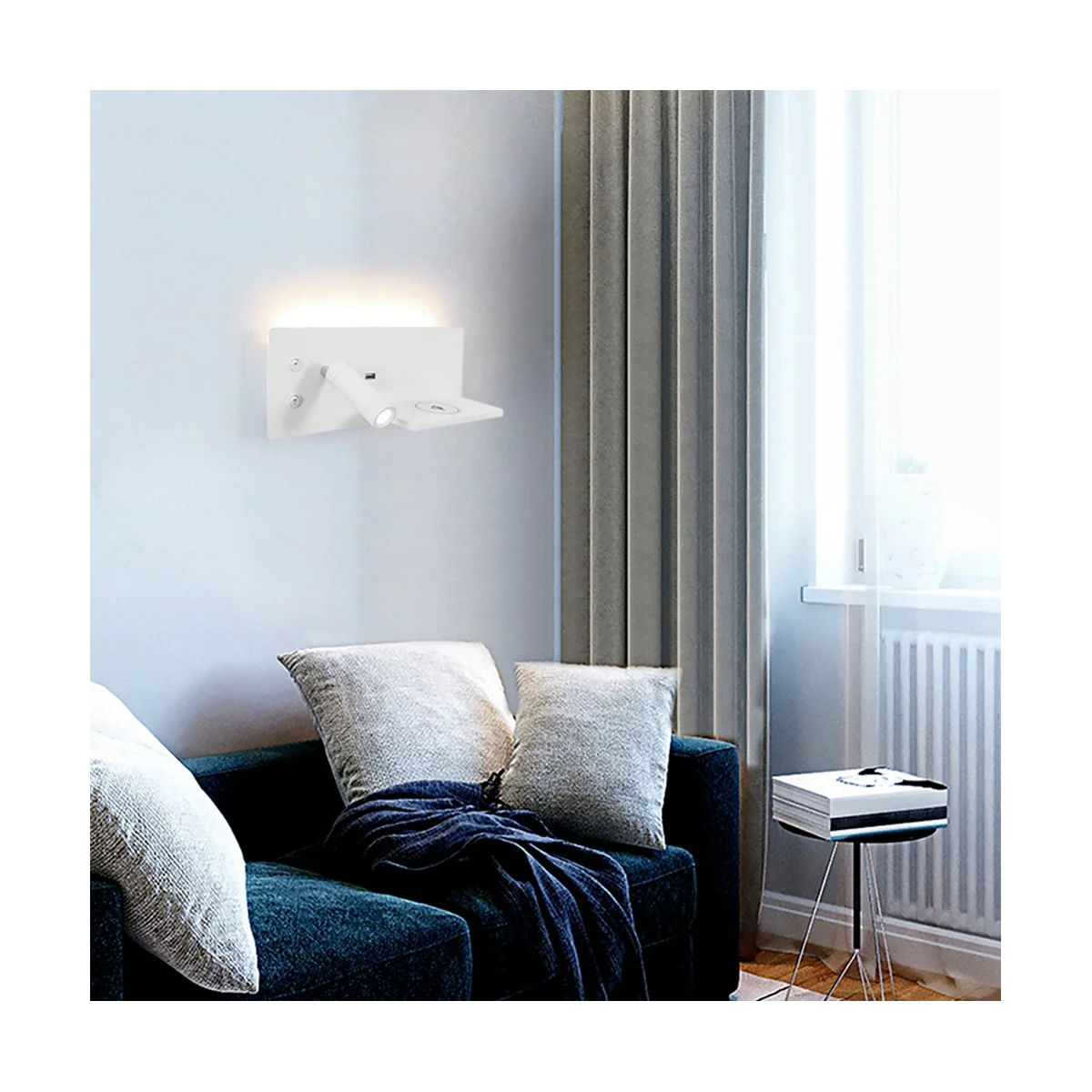 

Modern Wall Sconce Lamp Home Decor Bedside LED Spot Light Fixture Indoor Lighting Living Room Wireless Charging Right B