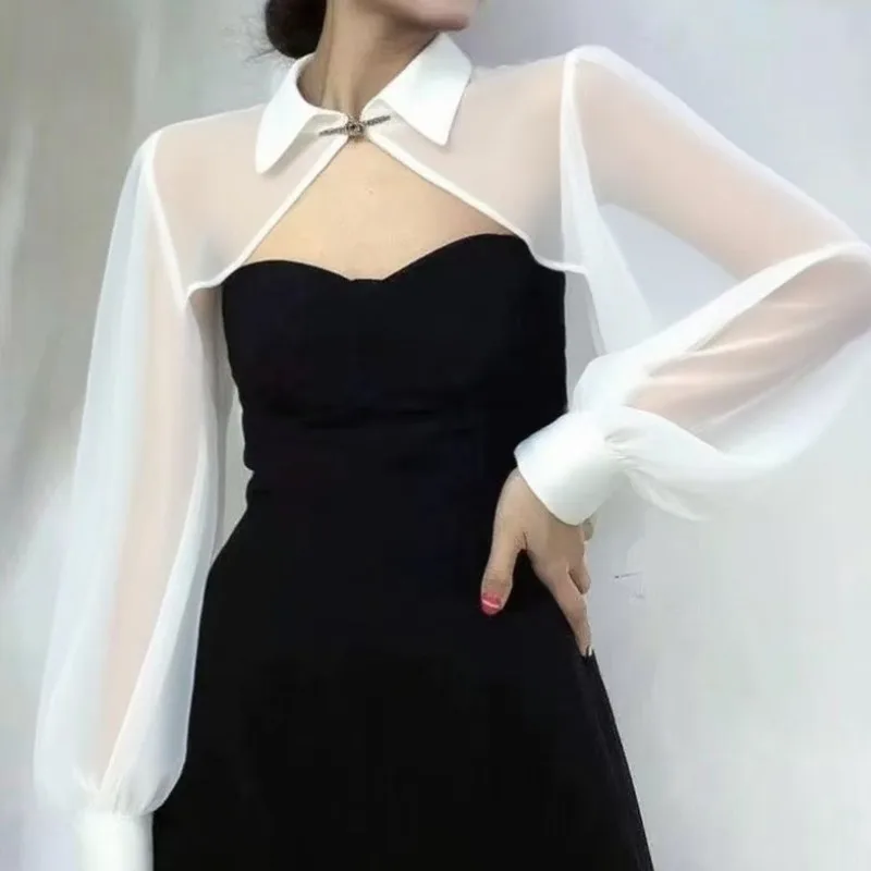 

Аксессуары для свадебного платья, черно-белая шаль с рукавами, закрывающая плечо