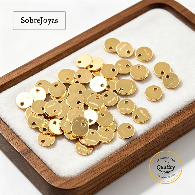 

14K Gold Filled 4mm round Charm Drop Pendant Quality Tag for DIY Jewelry Making Accessories Gold Jewelry Findings