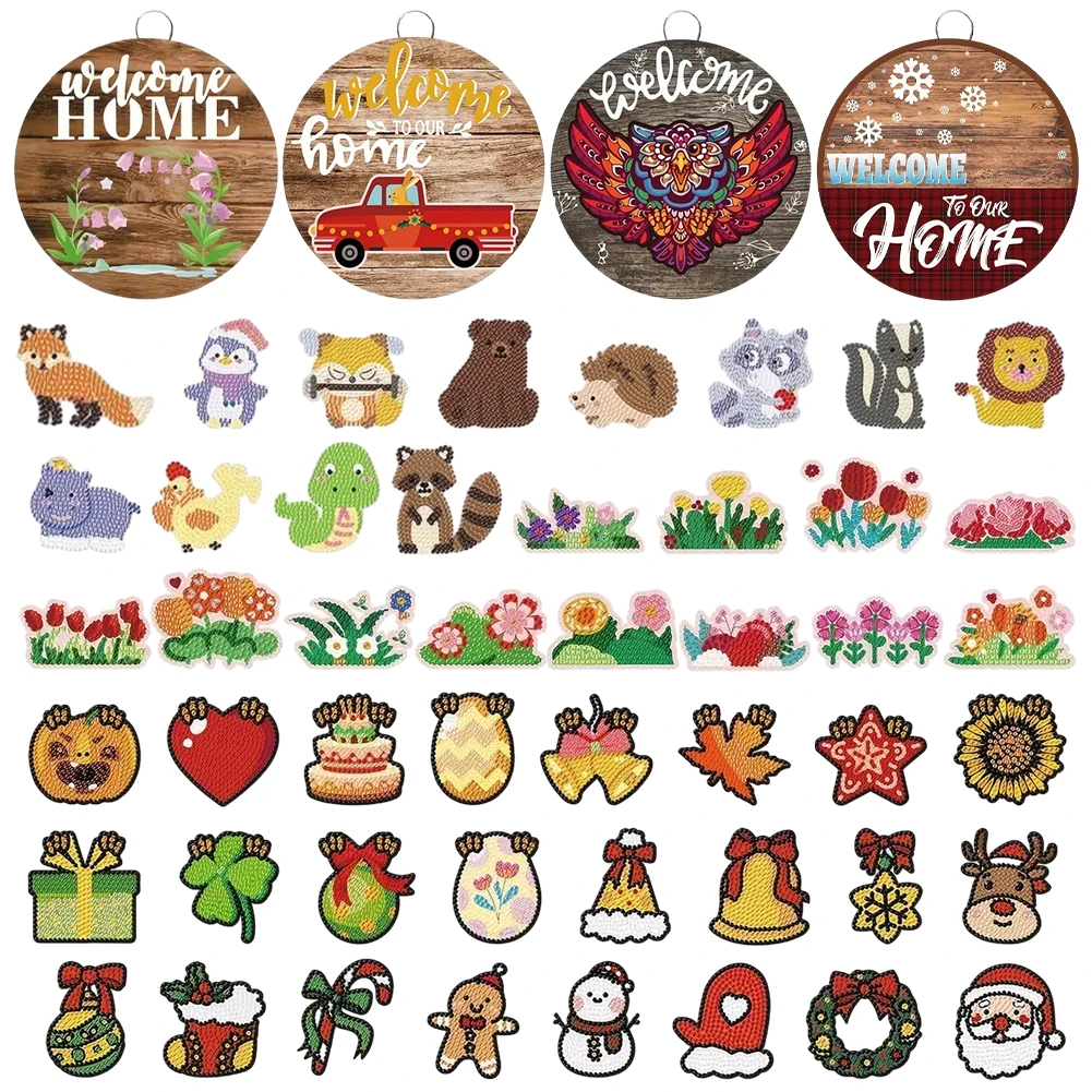 

Набор для алмазной вышивки (12 шт.): Настенные декорации с мультяшными животными, сменными цветами и травами – идеальный подарок для взрослых, детей и начинающих.