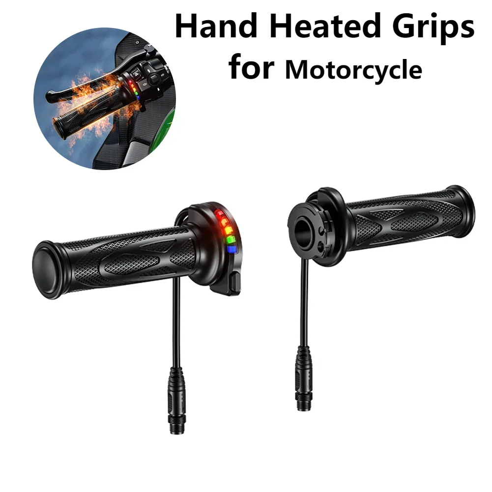 DC 12V Electric Molded Grips Waterproof Scooter Bar Hand Warmer 5-Gear Motorcycle Heating Handlebar Motorcycle Parts for Winter