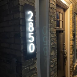 House numbers Vertical Sign Custom light Acrylic Home Door Decor Illuminated Address Street 3D Sign front yard lighted 220V LED