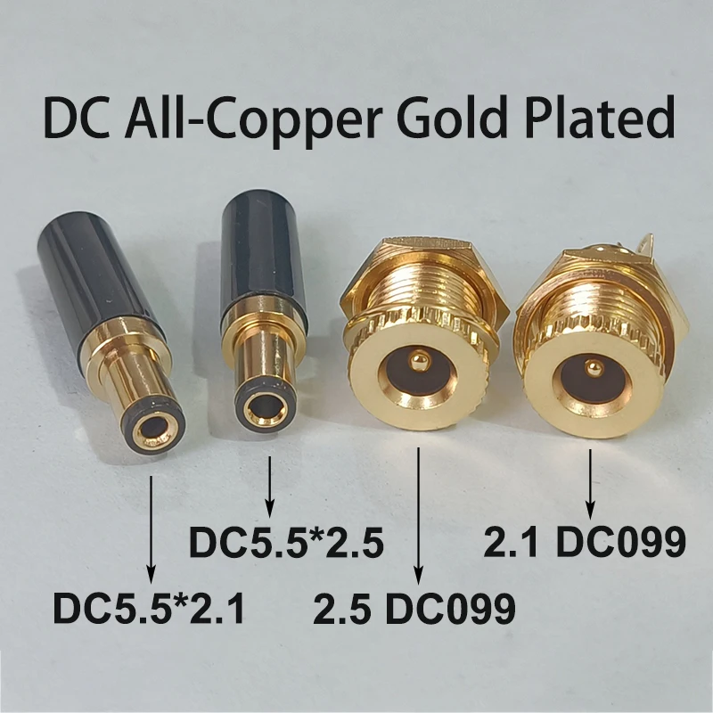 

1PCS Copper Gold-plated DC5.5 * 2.1/2.5 DC099 20A High Current DC Power Plug DIY Welding Wire DC Female Socket Connector