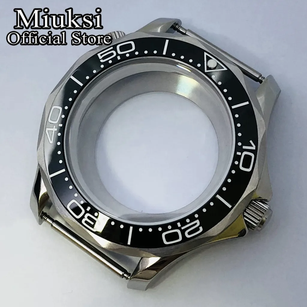 Miuksi 41mm silver watch case sapphire glass fit NH35 NH36 NH34 Miyota8215 8205 821A Mingzhu DG 2813 3804 movement