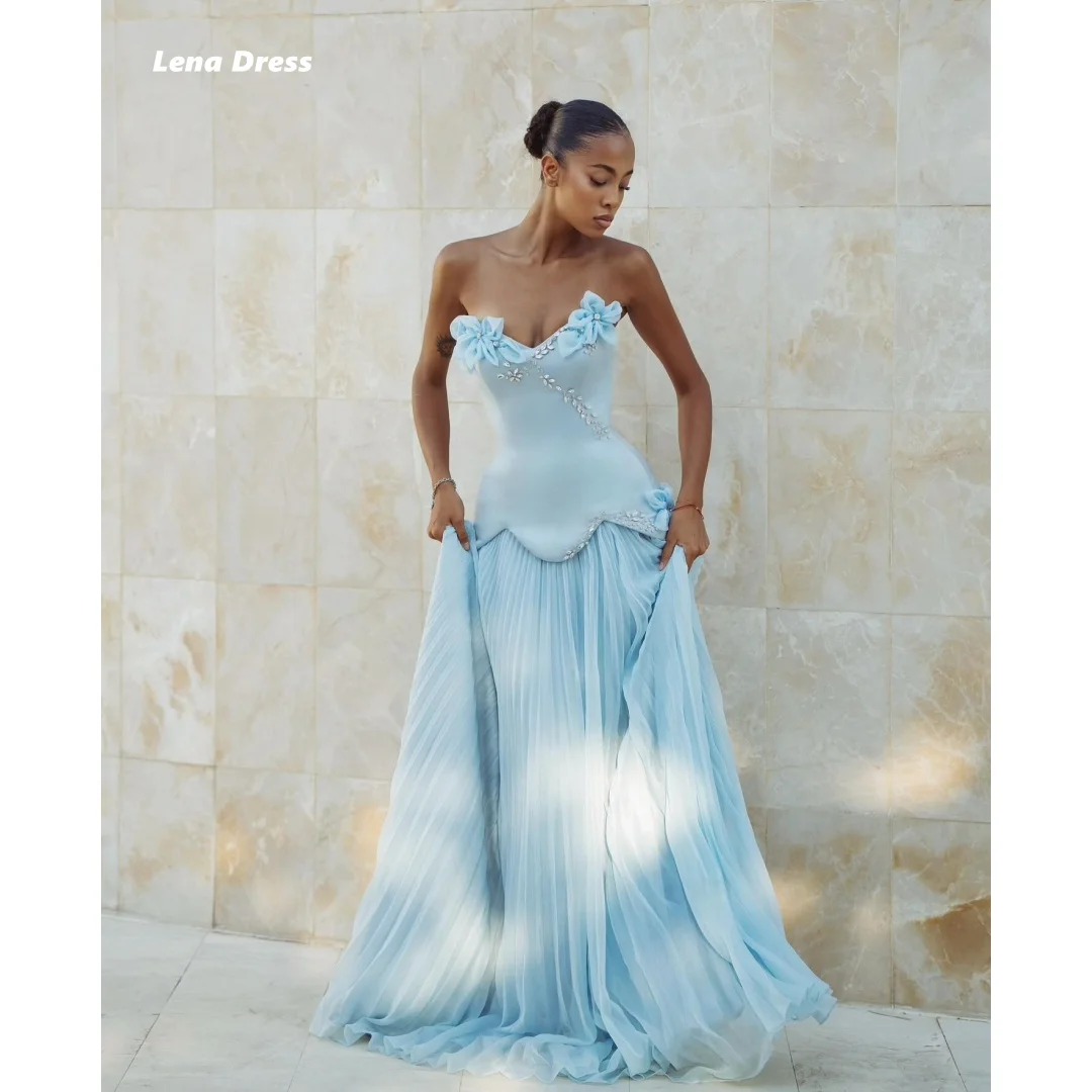 

Lena Sky Blue Prom Dresses 2025 Luxury Woman Ceremony Dresses for Special Occasions Sleeveless Customized Modest Prom Dress Gala