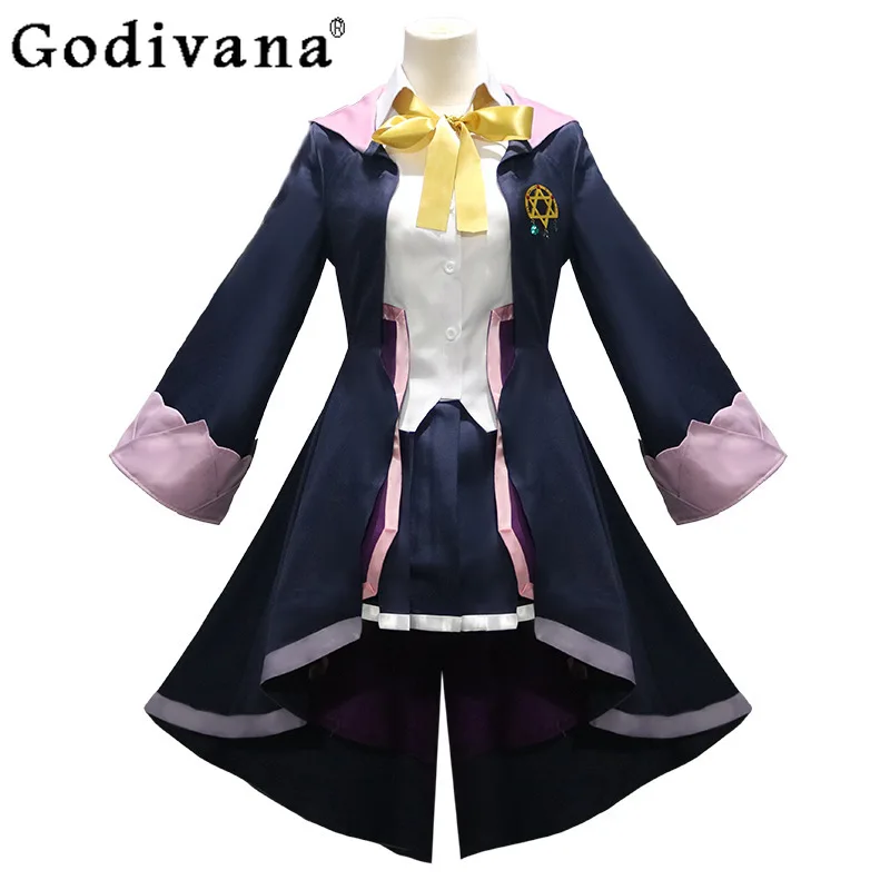 جميل المرأة قبعة حفلات شعر مستعار الزي أنيمي رحلة Elaina التجول تأثيري مجموعة أنثى هالوين زي تنورة البدلة