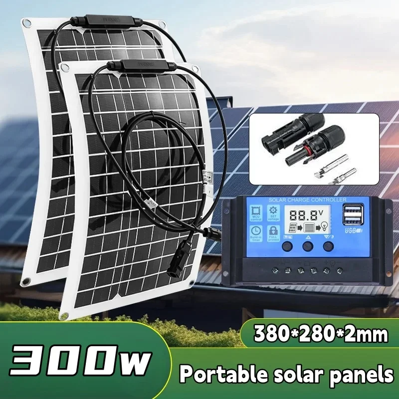 300W 600W Solar Panel 18V Flexible Solar Panel With 10A-60A Controller Suitable For Mobile Phones Car And RV Solar Panel Charger