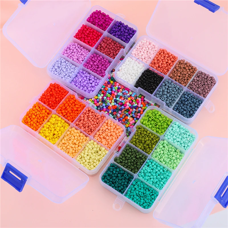 

Glass Accessories 8 Grid Glass Rice Bead Tube Bead Material Bag Making Beaded Bracelet Necklace Jewelry Loose Beads 130g/1Set