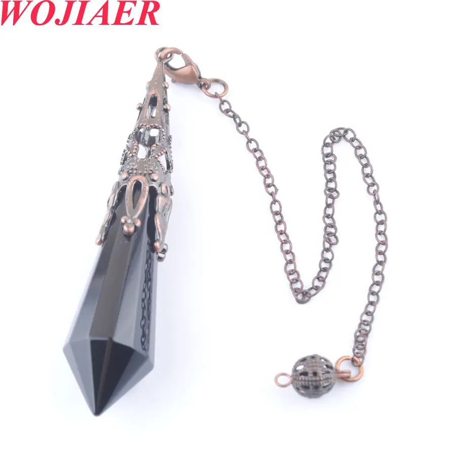 

Retro Men Pendant Pendulum for Dowsing Prism Natural Stone Faceted Healing Crystal Energy Spiritual Pendulo Chain 7 Inches BO918