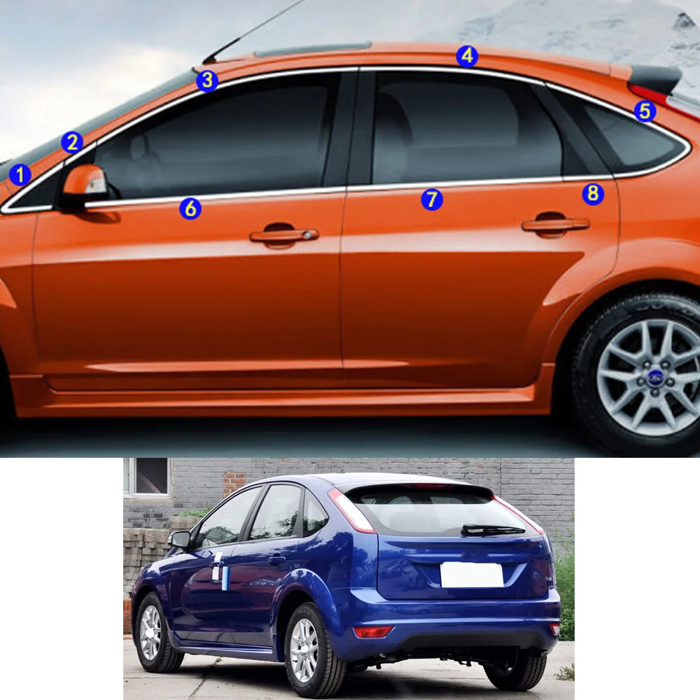 

Для Ford Focus Hatchback 2009 2010 2011, наклейка для стайлинга автомобилей, декоративная стойка, средняя полоса окна, отделка рамы, детали капотов