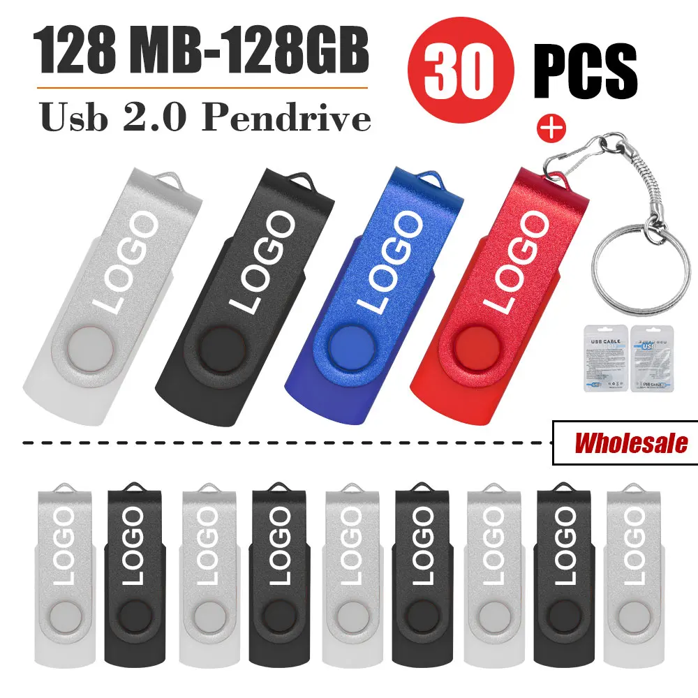 

30PCS/wholesale Free custom logo USB Flash Drive 256MB 1GB 2GB 4GB 8GB 16GB 32G 64GB 128GB Pen drive to usb Memory Flash Disk