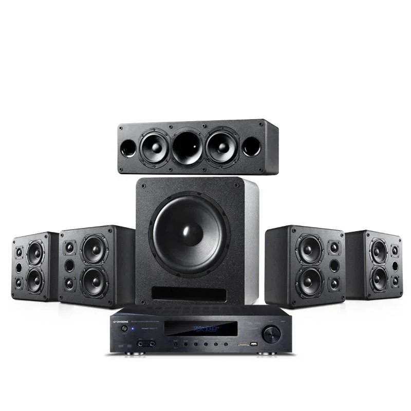 2024 New H5 Home Theatre Audio Kit Lacquer Private Cinema Speakers Subwoofer Piano Black Piano Black Home Systems 5.1/7.1 Wooden