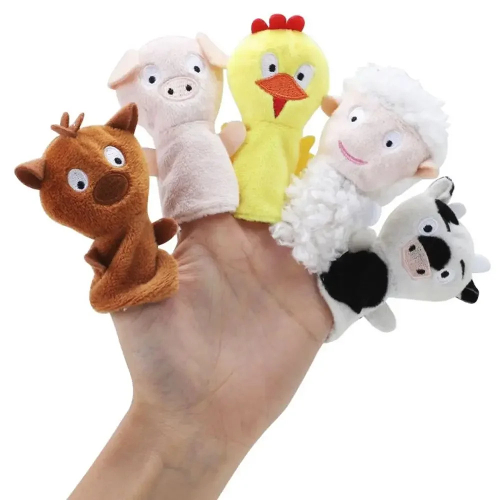 5 Stuks Schattige Vezel Katoen Pluche Vinger Poppen Eendenvinger Dragen Handpop Knuppel Educatief Cartoon Dier Rollenspel