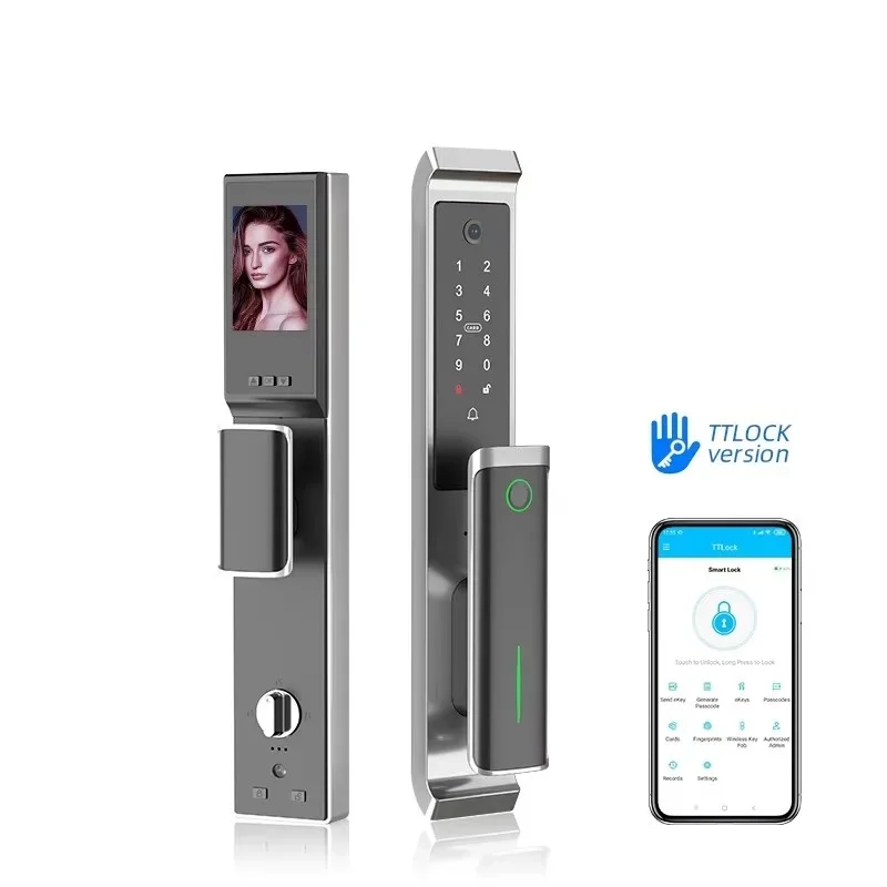 Biometric Fingerprint Smart Door Lock Keyless Entry Video Screen Door Lock With Camera Bluetooth App Keypad Biohacking Rfid Lock