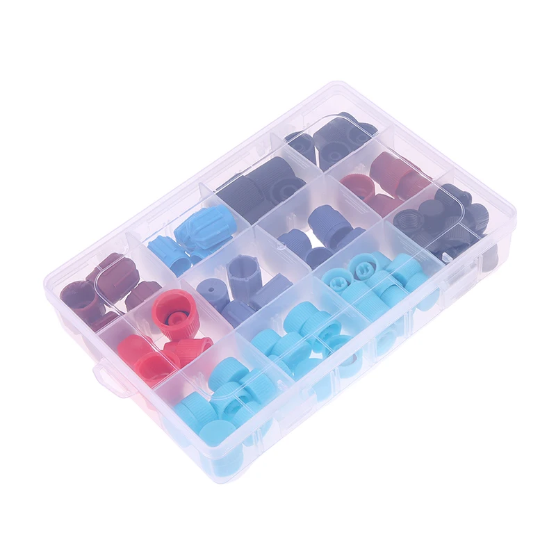77Pcs/box Universal Car Auto A/C R134a R12 High Low Side AC System Valve Core Dust Caps Set Air Seal Replacement Parts