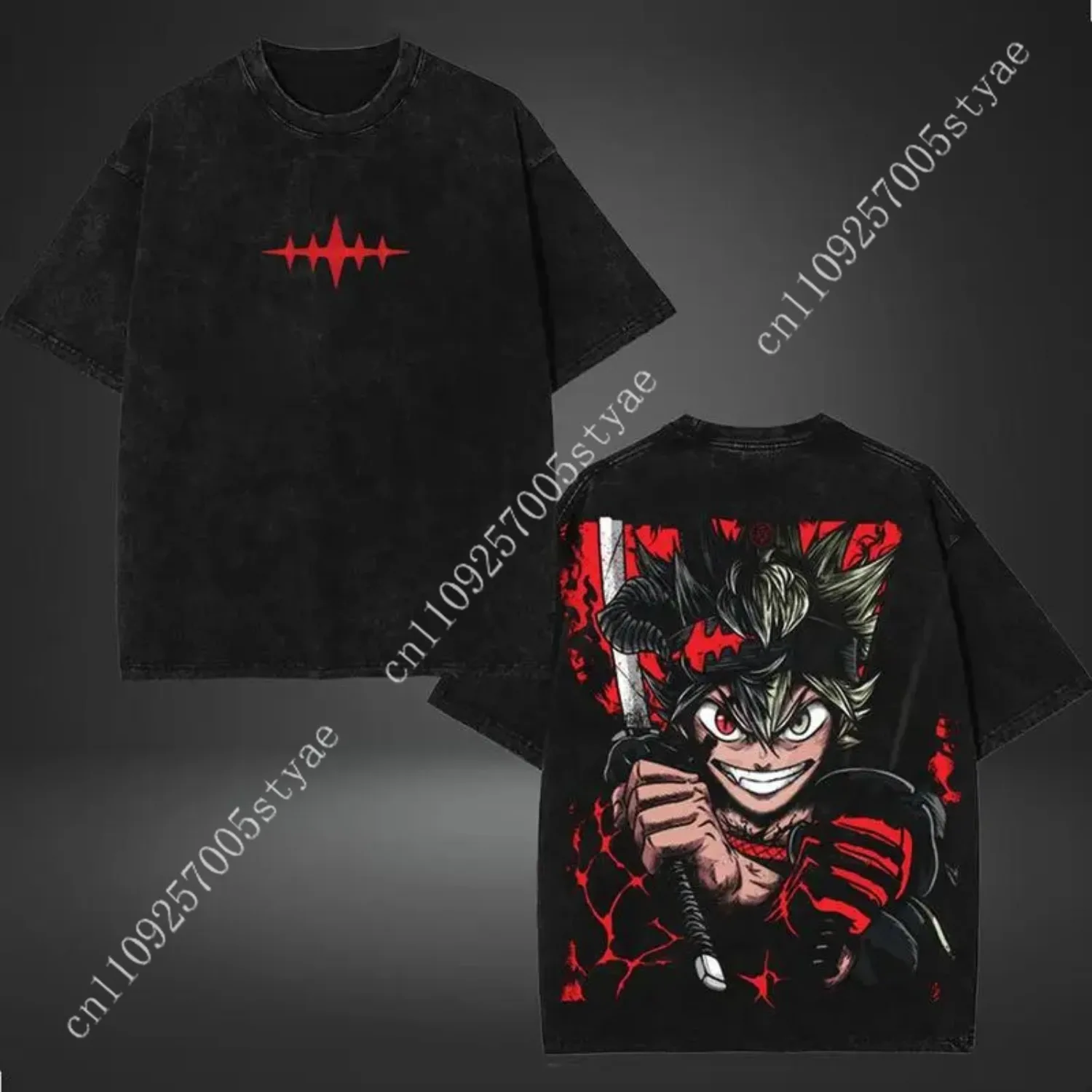 Valentine Shirts Asta Anti Devil Human Devil Form Black Bulls Black Clover V16 Anime Double Printed Vintage Washed Tee Un