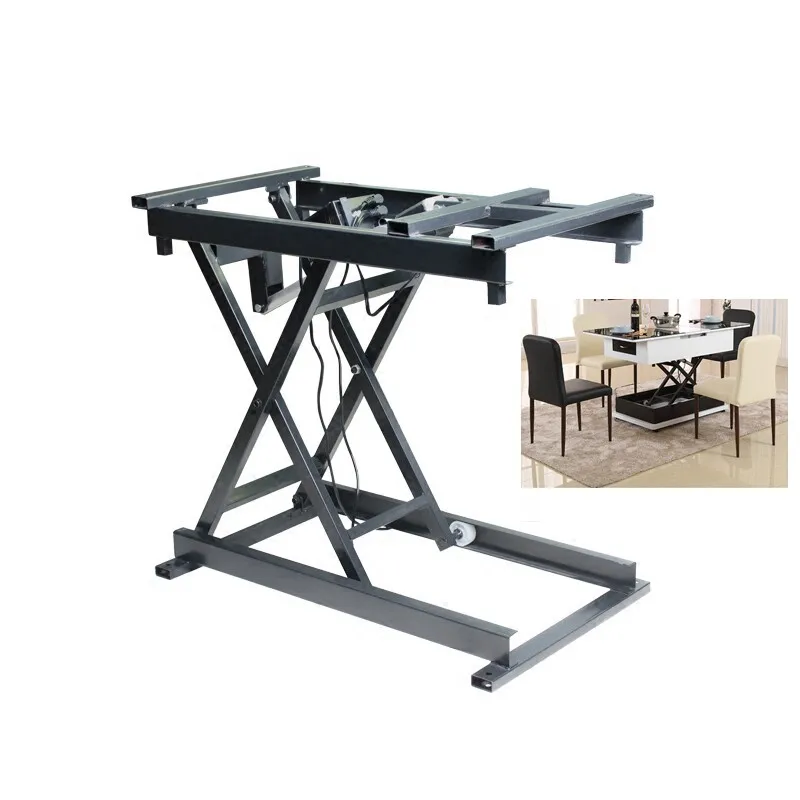 Electric Height Adjustable Table Remote Control Lifting System Folding Iron Frame Multifunctional Coffee Dining Table