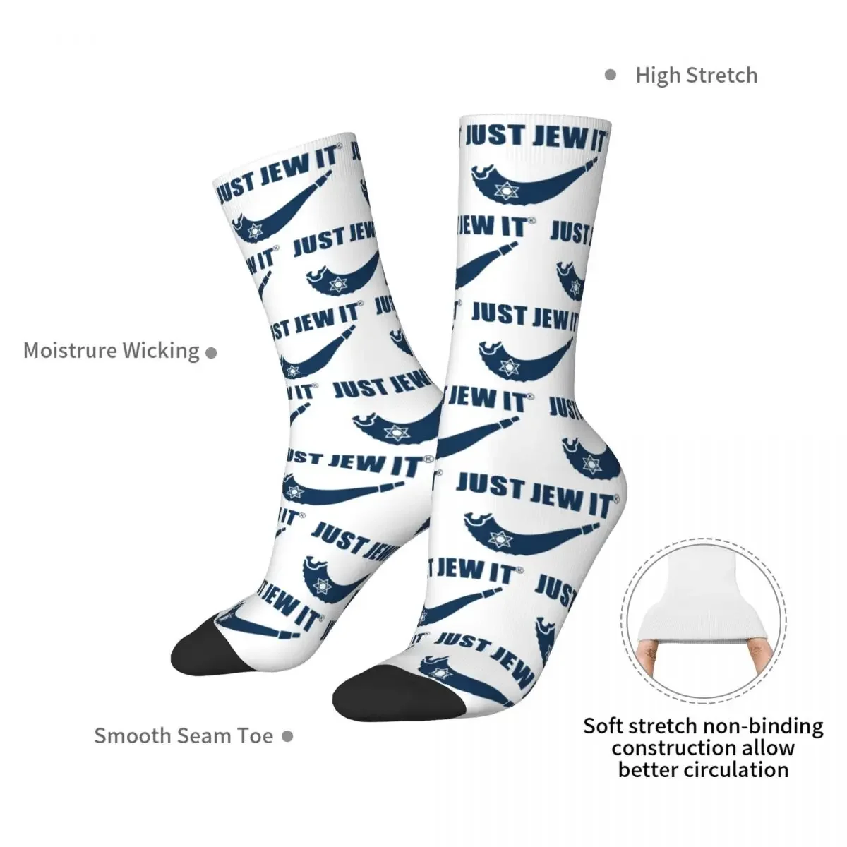 Just Jew It Socks Harajuku Super Soft Stockings All Season Long Socks Accessories for Unisex Birthday Present